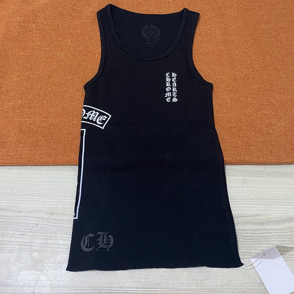 Chrome Hearts Tops - Chrome Hearts Black Ribbed Tank